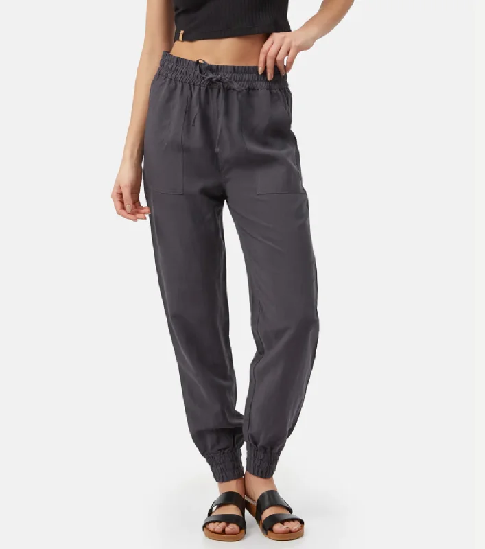 TenTree Women's Linen Thruline Pant Sleek Black Pants