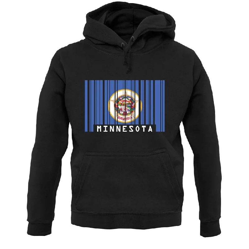 Minnesota Barcode Style Flag Unisex Hoodie Hoodie with Hem Raw Edge Edgy Unfinished