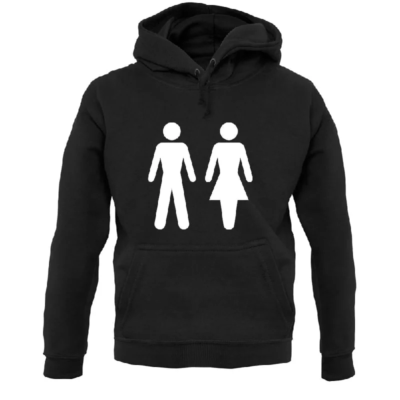 Man Woman Toilet Sign Unisex Hoodie Hoodie with Turtle Neck Cozy Winter