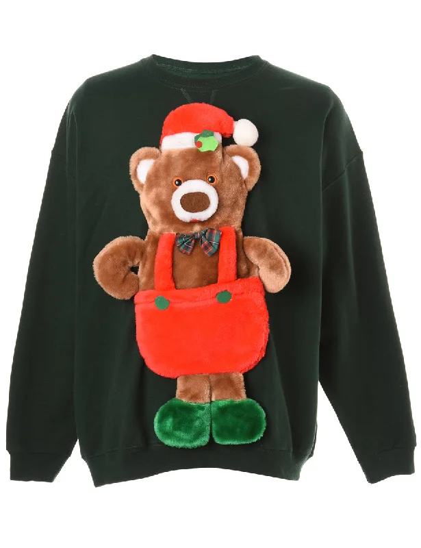 Label Novelty Christmas Sweatshirt - XL Hoodie with Sequins Glamorous Eye-catching