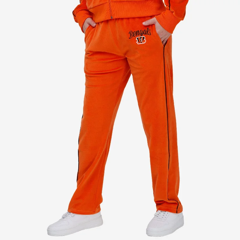 Cincinnati Bengals Womens Orange Velour Pants High-Waist Yoga Pants