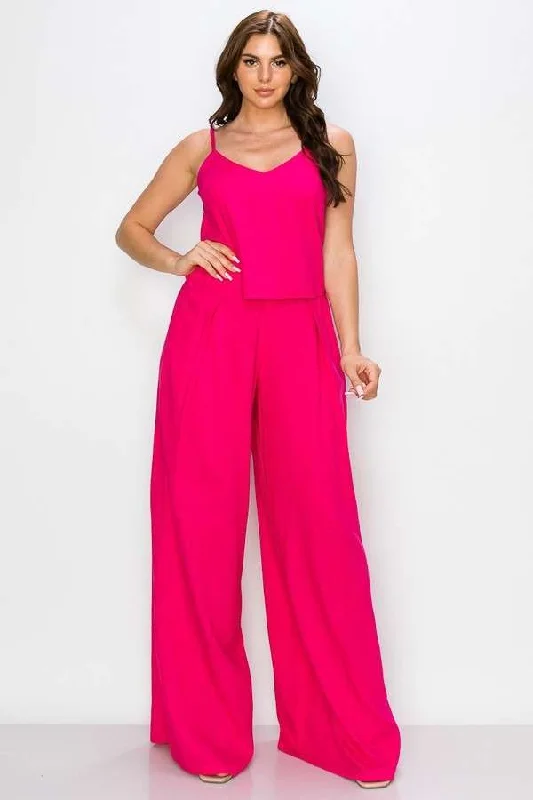 FUCHSIA SLEEVELESS TOP AND PANTS SET AMS373 Lightweight Jogger Pants