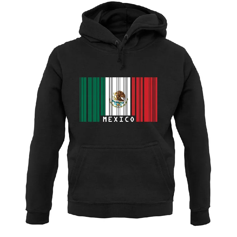 Mexico Barcode Style Flag Unisex Hoodie Hoodie with High Neck Warm Protective