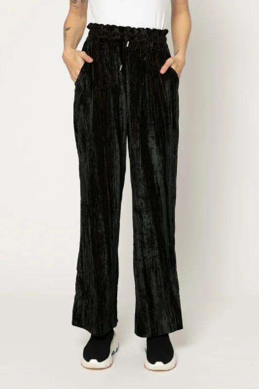 Two By Two - Eldric Pant, Black Velvet Trendy Velvet Pants