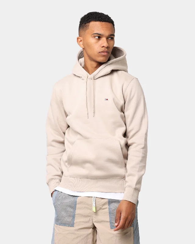 Tommy Jeans Regular Fleece Hoodie Soft Beige Hoodie with High Neck Warm Protective