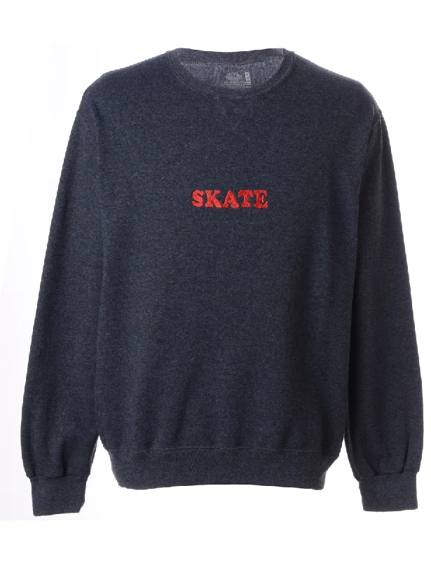 Label Skate Embroidered Sweatshirt Hoodie with Magnetic Closure Innovative Modern