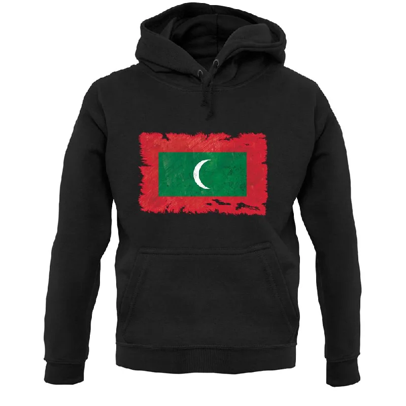 Maldives Grunge Style Flag Unisex Hoodie Hoodie with Tied Waist Feminine Flattering