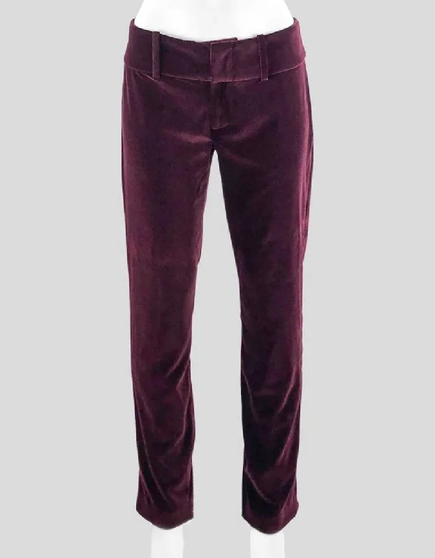 Alice + Olivia Bordeaux Velvet Pants - 2 US Trendy Velvet Pants