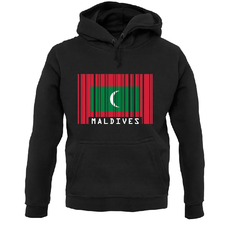 Maldives Barcode Style Flag Unisex Hoodie Hoodie with Slit Hem Functional Movement