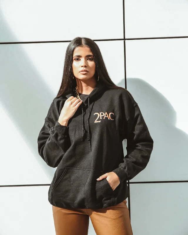 Tupac All Eyes Bandana Hoodie Black Hoodie with Sequins Glamorous Eye-catching