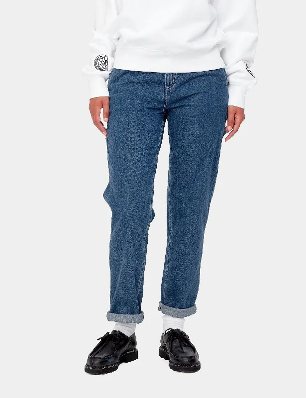 Womens Carhartt-WIP Pierce Denim Pant (Stone Washed) - Blue Classic Chino Pants