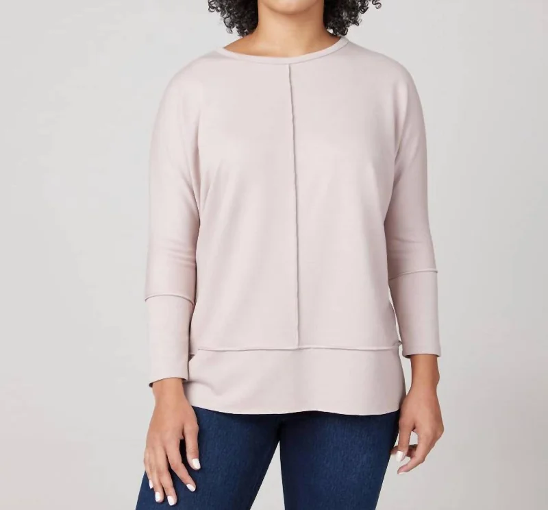 Perfect Length Dolman Sweatshirt In Oat Hoodie with Front Slit Layering Stylish