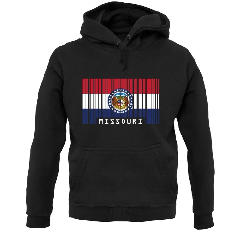 Missouri Barcode Style Flag Unisex Hoodie Hoodie with Raglan Sleeves Sporty Comfortable Missouri Barcode Style Flag Unisex Hoodie Hoodie with Raglan Sleeves Sporty Comfortable