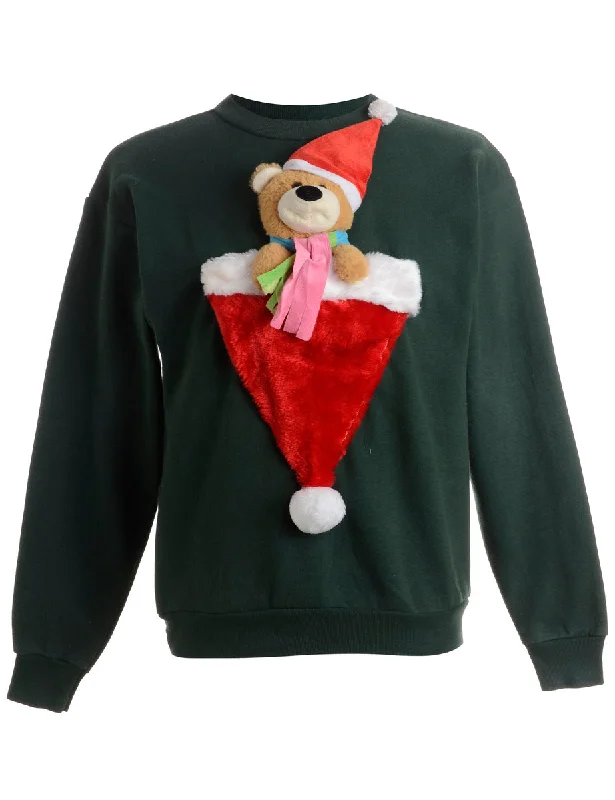 Label Novelty Christmas Sweatshirt Hoodie with Cropped Fit Short Trendy