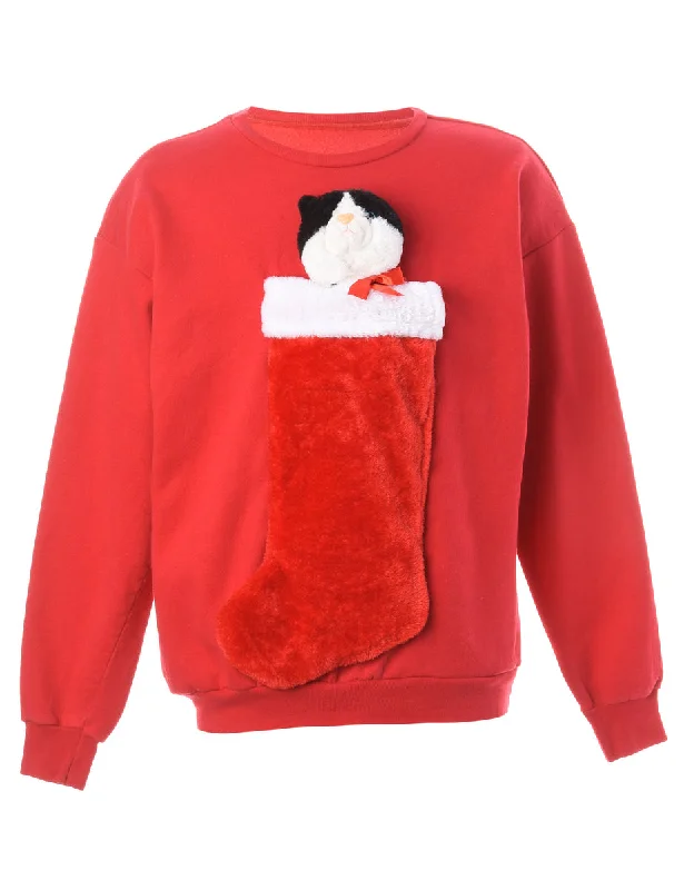 Label Novelty Christmas Sweatshirt Hoodie with Mock Neck Collared Structured