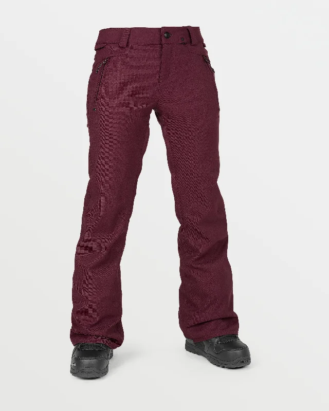 Womens Genus Stretch Pants - Burgundy Comfortable Pleated Pants