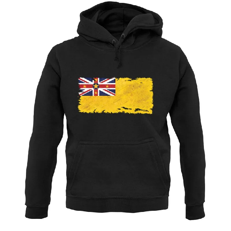 Niue Grunge Style Flag Unisex Hoodie Hoodie with Toggle Buttons Decorative Unique