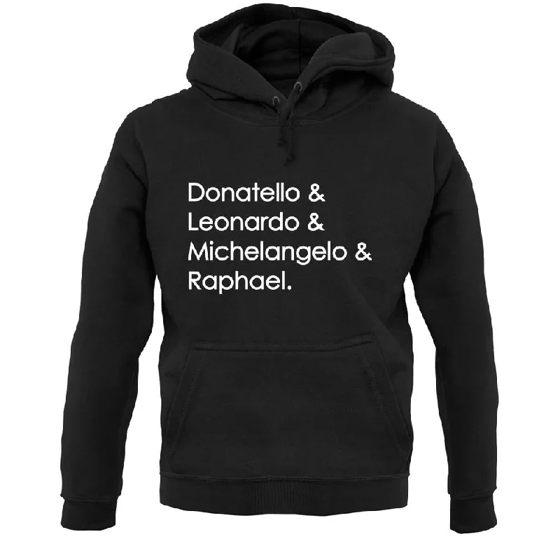 Ninja Turtle Names Unisex Hoodie Hoodie with Drawstring Waist Adjustable Fitted