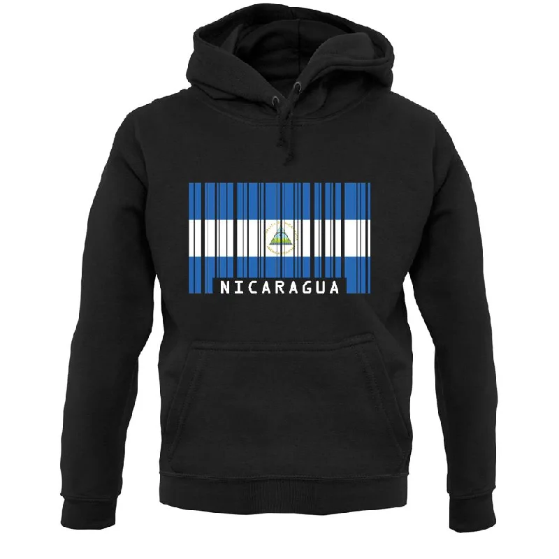 Nicaragua Barcode Style Flag Unisex Hoodie Hoodie with Hem Elastic Stretchable Comfortable