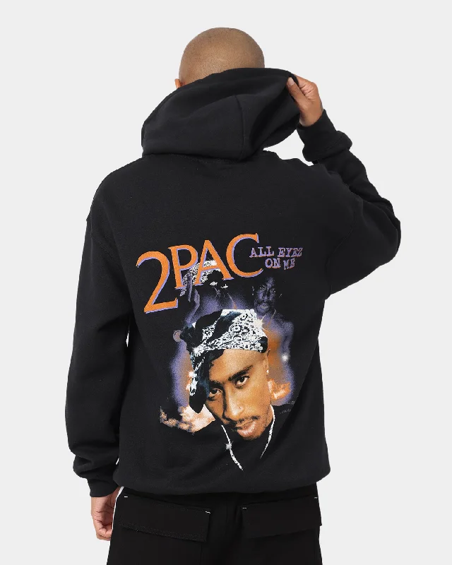 Tupac All Eyes Bandana Hoodie Black Hoodie with Strings Custom Fit Adjustable