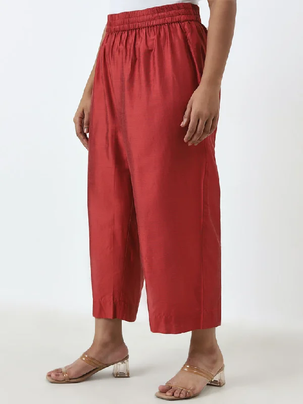 Diza Rust High-Rise Ethnic Pants Casual Drawstring Pants