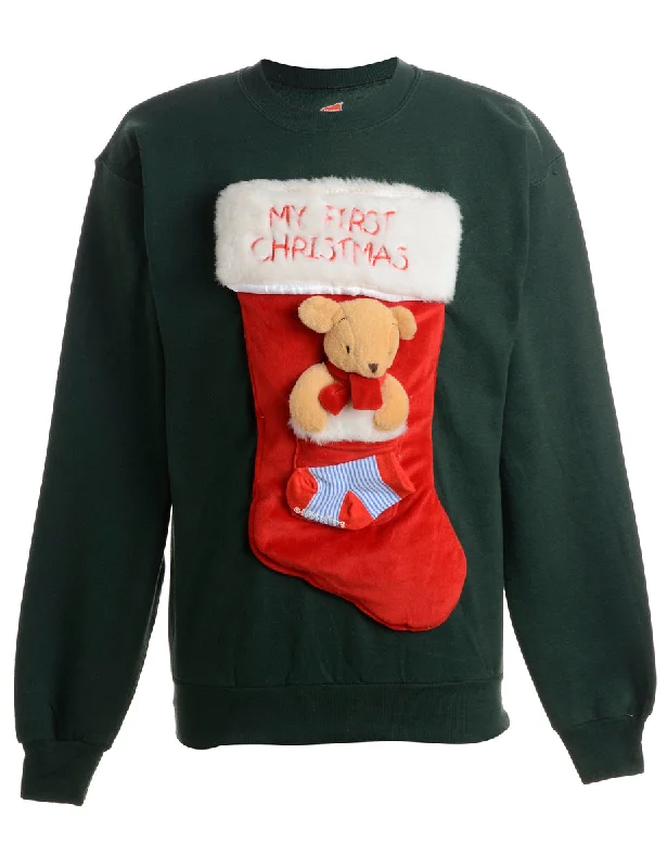 Label Novelty Christmas Sweatshirt Hoodie with Snap Buttons Easy Quick