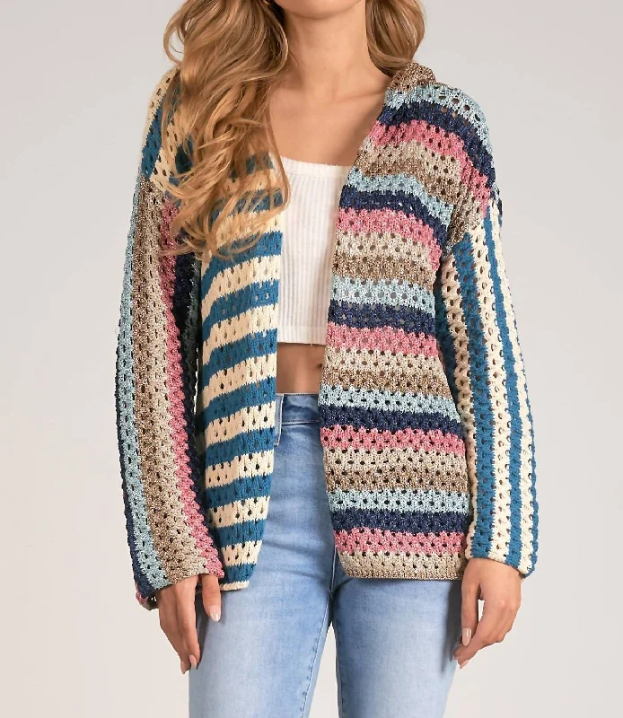 Cardigan Hoodie Sweater In Blue/pink Multi Hoodie with High-Low Hem Asymmetrical Trendy Cardigan Hoodie Sweater In Blue/pink Multi Hoodie with High-Low Hem Asymmetrical Trendy