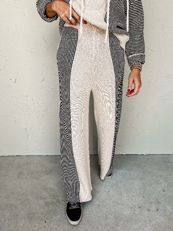 Settle Down Striped Knit Pants Relaxed Casual Leggings