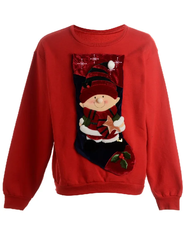 Label Novelty Christmas Sweatshirt Hoodie with Cuffed Sleeves Snug Secure