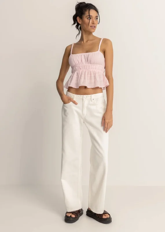 Lula Low Rise Pant - Cream High-Waist Trousers