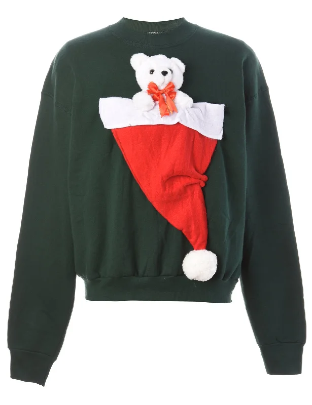 Label Novelty Christmas Sweatshirt Hoodie with Belted Waist Structured Tailored
