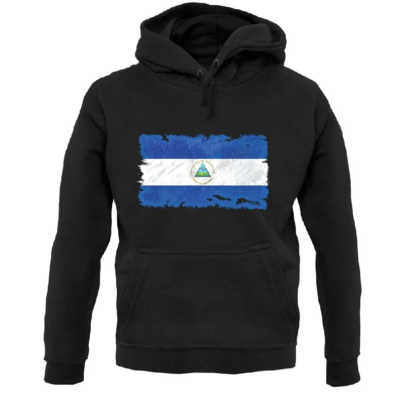 Nicaragua Grunge Style Flag Unisex Hoodie Hoodie with Hem Ribbing Snug Secure