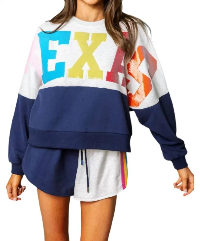 Texas Queen Colorblock Sweatshirt In Multi-Colored Graphic Hoodie Design Print