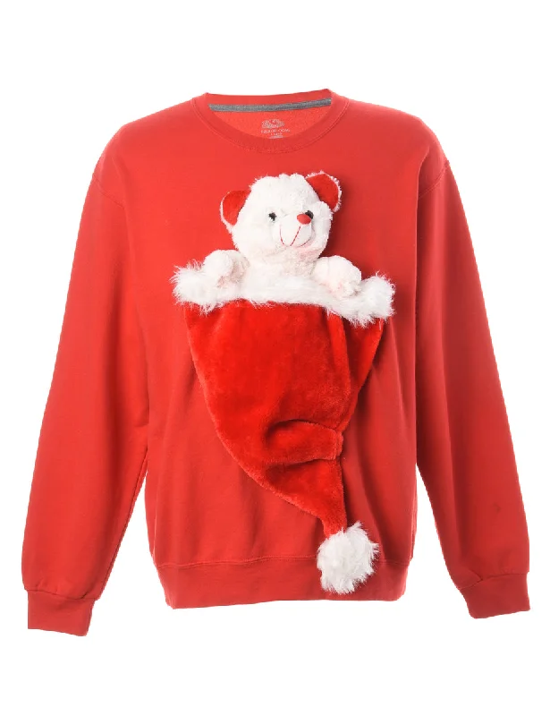 Label Novelty Christmas Sweatshirt Hoodie with Oversized Fit Loose Comfortable