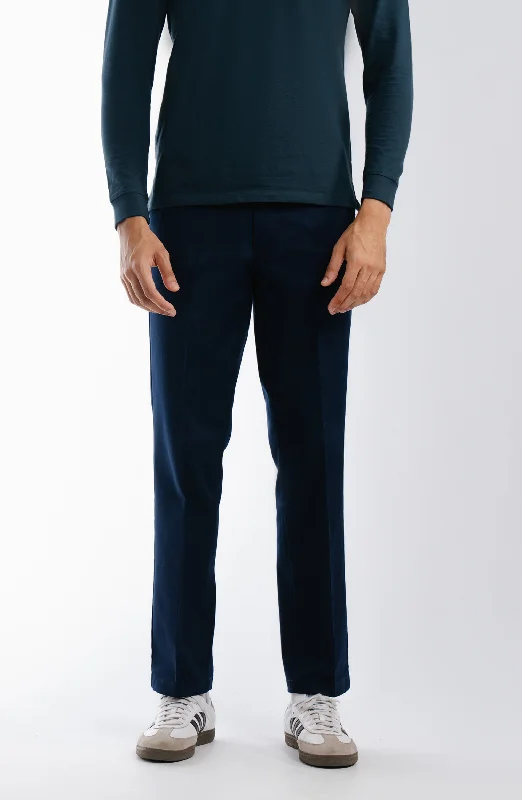 Wrinkle Free Pants - Navy Blue Modern Bootcut Pants