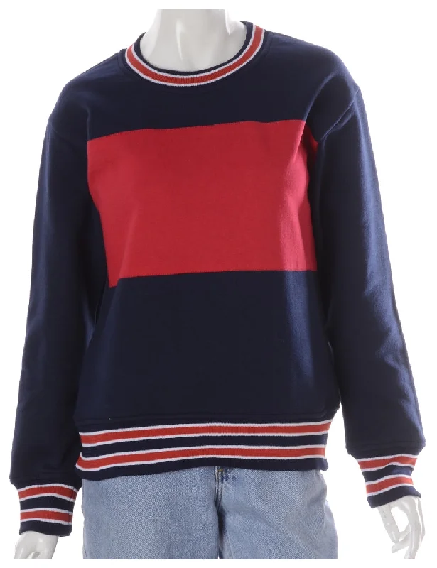 Label Rick Contrast Chest Panel Sweatshirt Hoodie with Button Placket Classic Preppy