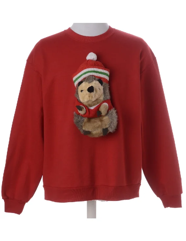 Label Novelty Christmas Sweatshirt Hoodie with Pocket Utility Practical