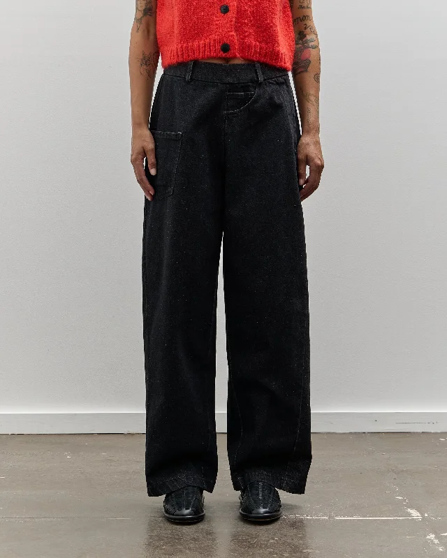 Cordera Twist Pants, Black Denim Classic Chino Pants