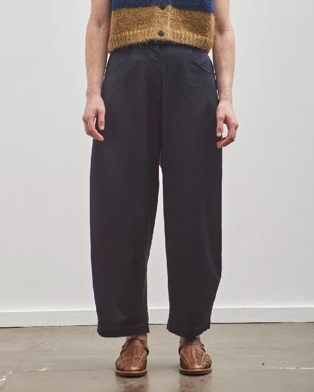 Cordera Satin Curved Pants, Night High-Waist Jogger Pants