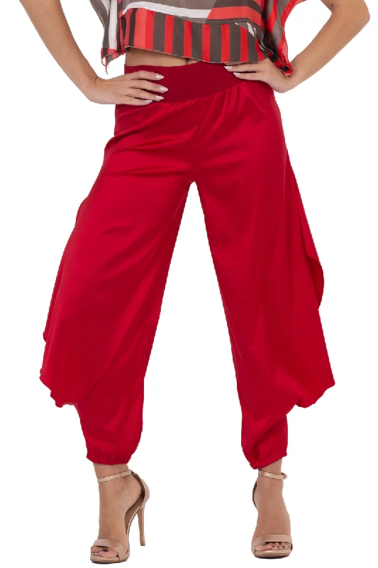 Satin Tango Pants with Slits Cozy Maternity Pants