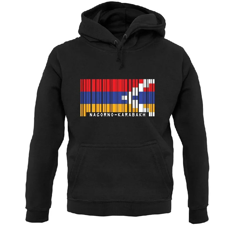 Nagorno-Karabakh Barcode Style Flag Unisex Hoodie Hoodie with Hem Fringe Bohemian Relaxed