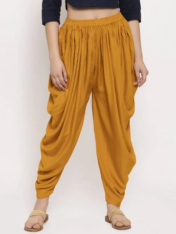 Cheera Women’s Mustard Dhoti Pant CH09D Classic Pleated Pants