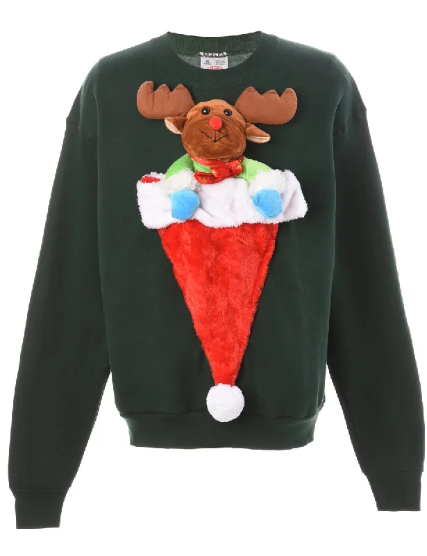 Label Novelty Christmas Sweatshirt Hoodie with Bell Sleeves Flared Feminine