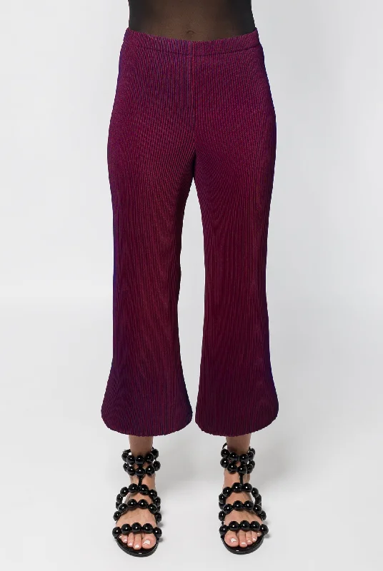 Melitta Baumeister Rounded Ripple Pants in Blue Shadow Bordeaux Modern Stretch Trousers
