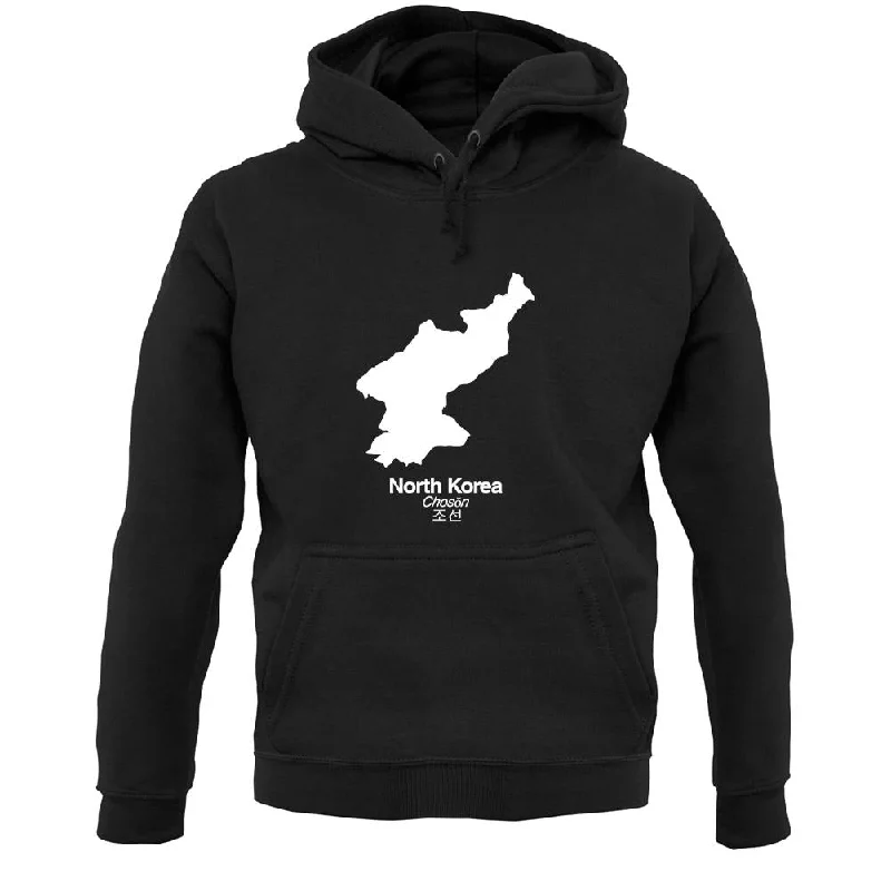 North Korea Silhouette Unisex Hoodie Hoodie with Drop Shoulder Relaxed Streetwear