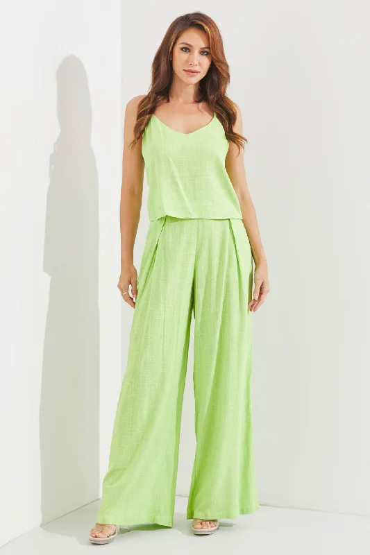 LIME SLEEVELESS TOP AND PANTS SET AMS373 Classic Bootcut Trousers