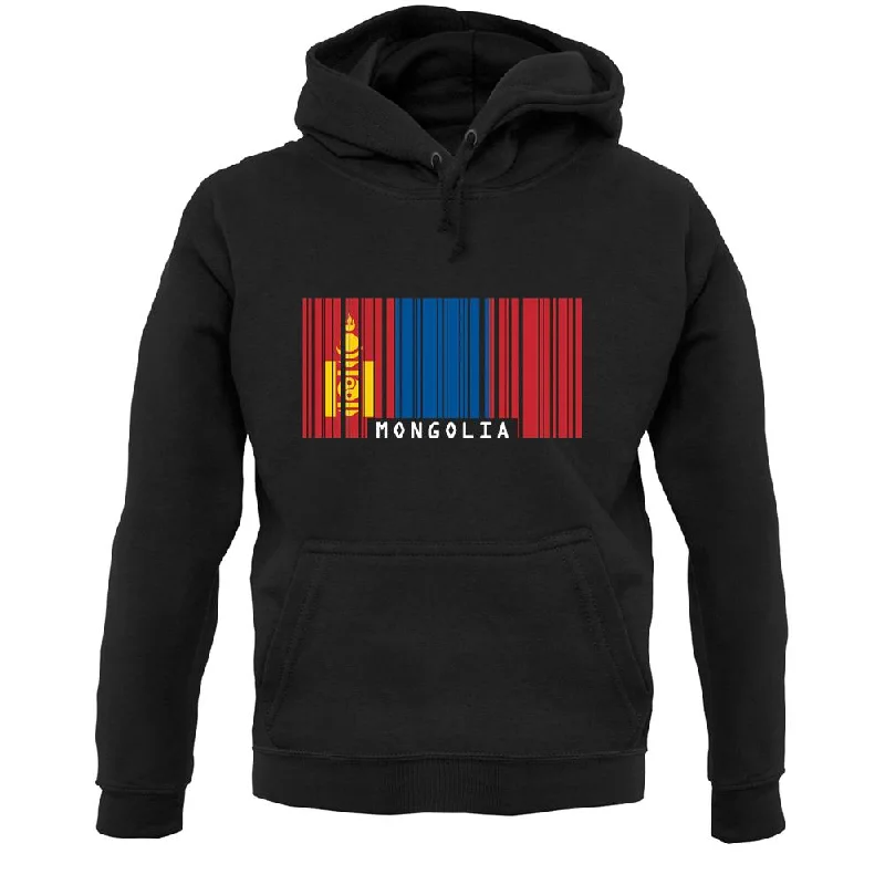 Mongolia Barcode Style Flag Unisex Hoodie Hoodie with Turtle Neck Cozy Winter