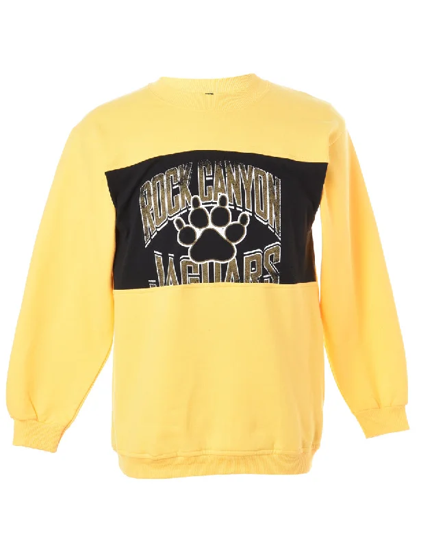 Label Printed Panel Contrast Sweatshirt Hoodie with Ribbed Cuffs Snug Fit Comfort