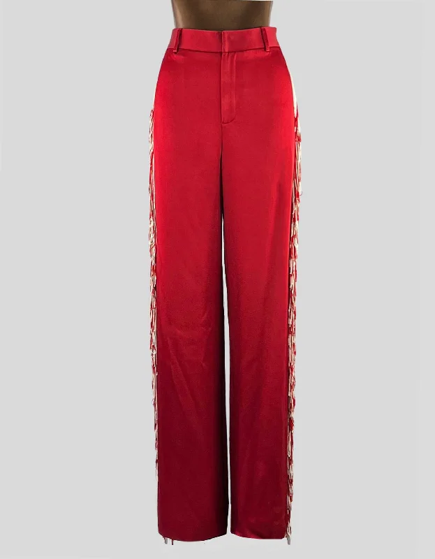 MONSE Wide Leg Pants with fringe trim accent - 8 US Stylish Slim Trousers