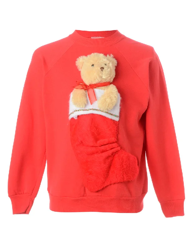 Label Novelty Christmas Sweatshirt Zip Hoodie Drawstring Kangaroo Pocket